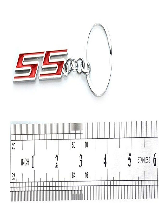 Aimoll 1pc Chrome Finish Super Sport SS Key Chain Fob Ring Keychain for Chevrolet Chevy (Chrome Red) - Image 4